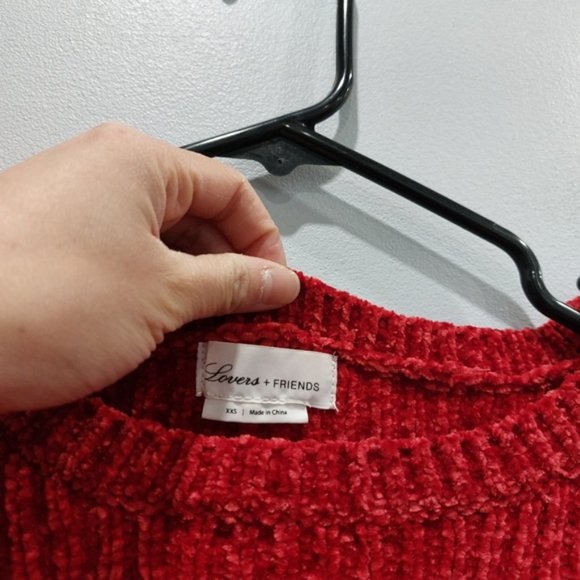 Revolve Lovers + Friends Red Parkwood Bell Sleeve Sweater Chenille Tie Boho XXS - Picture 3 of 7